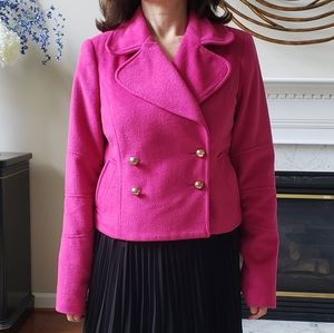 THE LIMITED Double Breasted Wool Blend Blazer in Hot Pink - Sz XS